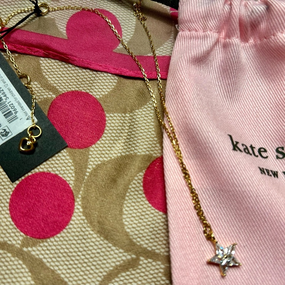 Kate Spade ⭐️ Gold Tone, Cubic Zirconia “Seeing Stars Pave Star” Necklace - Picture 2 of 4